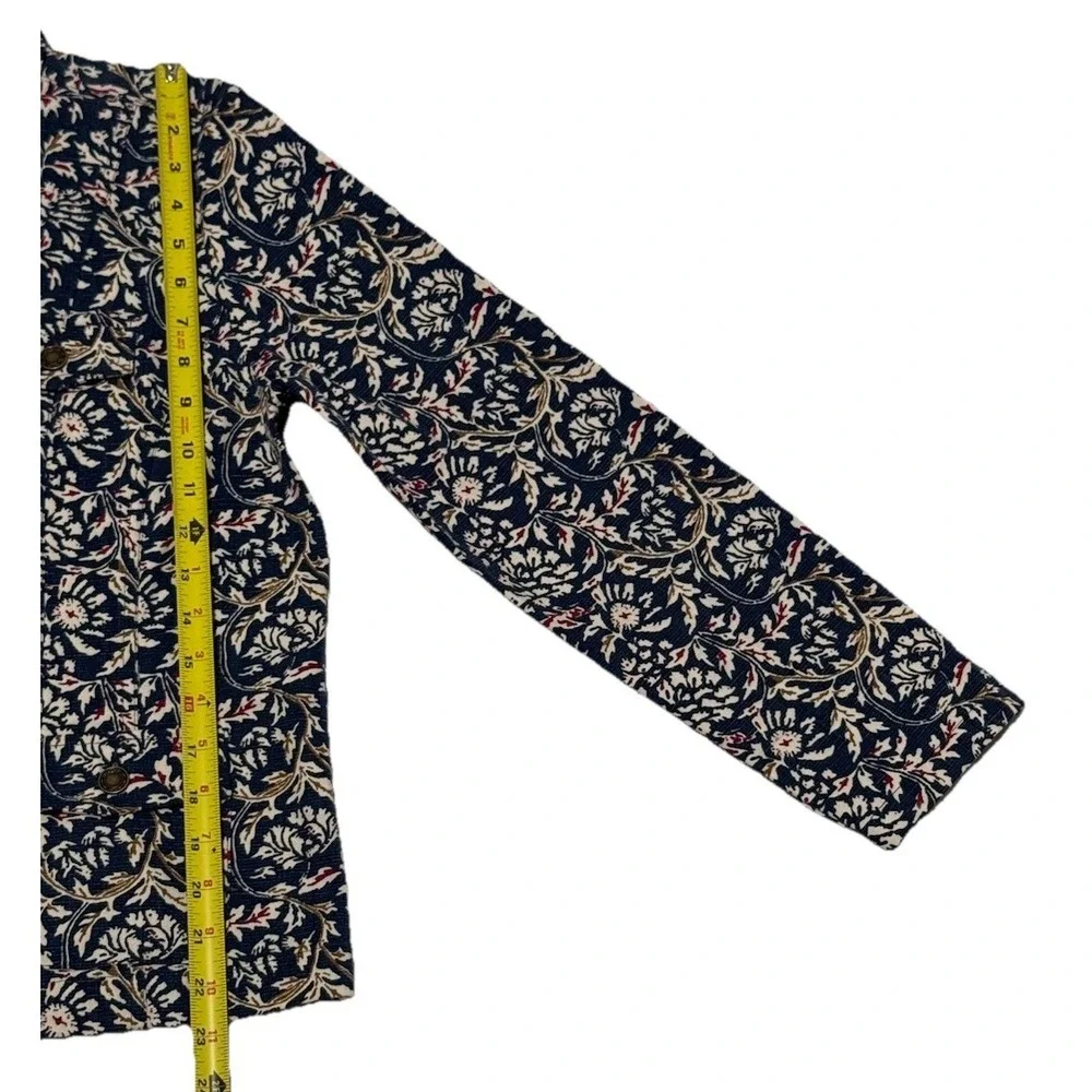 Charter Club Denim Jacket Floral Print Button Up Style Cotton Blend Size PM NWT - Picture 5 of 9